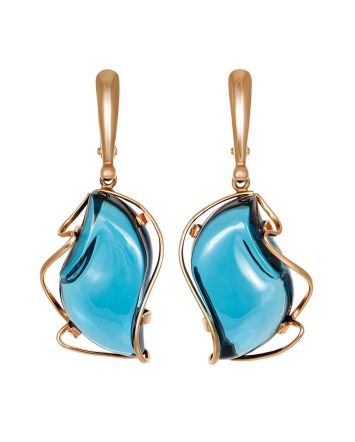 Amazing Golden Dangles With Blue Topaz The Serenade, image 