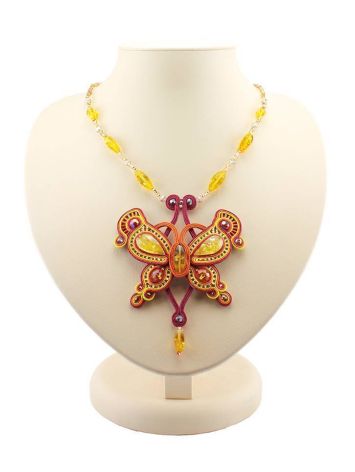 Braided Textile Necklace With Amber And Glass Beads The India, image 