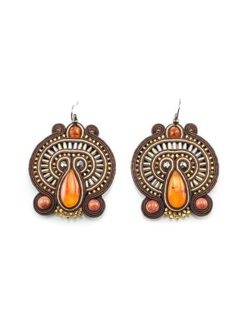 Braided Textile Earrings With Amber And Crystals The India, image 