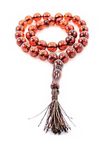 Islamic Ball Cut Amber Prayer Beads, image 