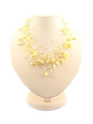 Honey Amber Necklace With Glass Beads the Fable, image 