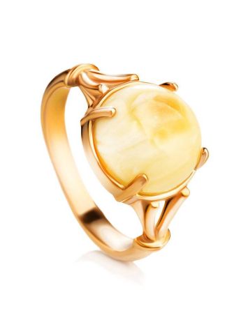 Classy Honey Amber Ring In Gold-Plated Silver The Shanghai, Ring Size: 5.5 / 16, image 