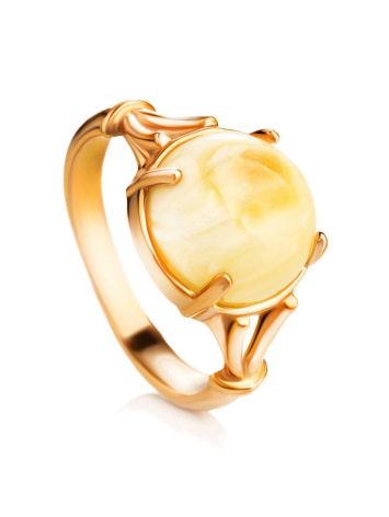 Classy Honey Amber Ring In Gold-Plated Silver The Shanghai, Ring Size: 11.5 / 21, image 
