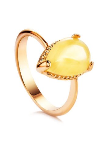 Gold-Plated Ring With Honey Amber The Twinkle, Ring Size: 11.5 / 21, image 