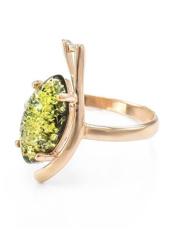 Стильное кольцо из золота 585 пробы с натуральным янтарём «Ирис» 17, Ring Size: 6.5 / 17, image , picture 3