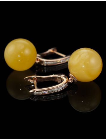 Amber Earrings In Gold With Diamonds The Jupiter, image , picture 2
