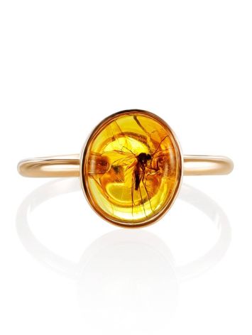 Chic Amber Gold Ring With Insect Inclusion The Clio, Ring Size: 6.5 / 17, image , picture 3