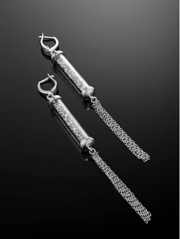Chic Silver Bar Dangles With Crystals The Ice, image , picture 2