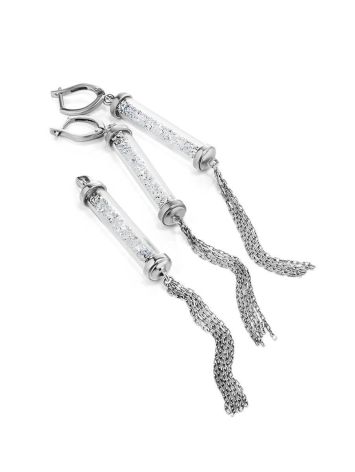 Chic Silver Bar Dangles With Crystals The Ice, image , picture 4