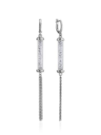 Chic Silver Bar Dangles With Crystals The Ice, image 
