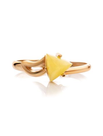 Refined Golden Ring With Honey Amber, Ring Size: 8 / 18, image , picture 6