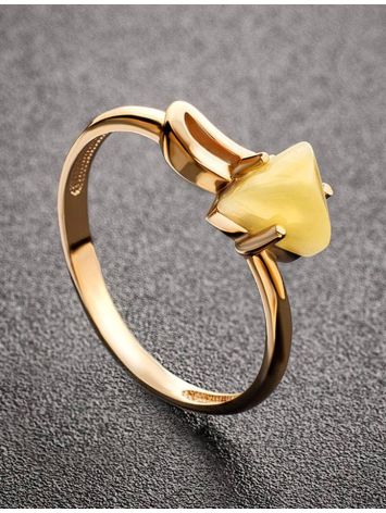 Refined Golden Ring With Honey Amber, Ring Size: 8 / 18, image , picture 2