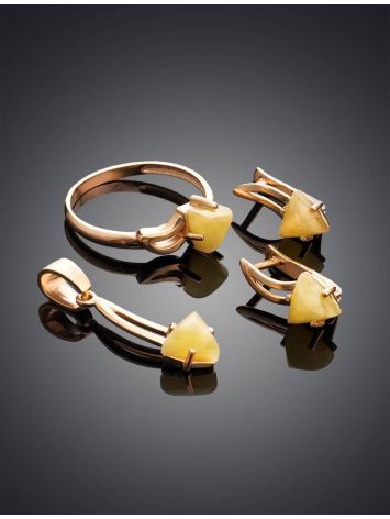 Refined Golden Ring With Honey Amber, Ring Size: 8 / 18, image , picture 5