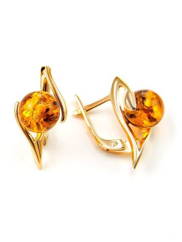 Cognac Amber In Gold Earrings The Aldebaran, image , picture 3