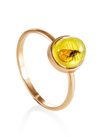 Stylish Amber Ring With Insect Inclusion The Clio, Ring Size: 6.5 / 17, image 