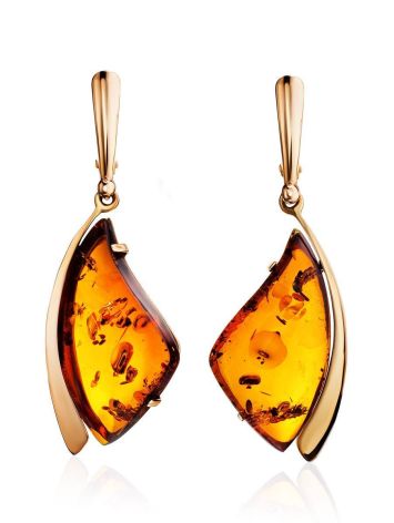Classy Golden Dangle Earrings With Amber The Palladio, image 