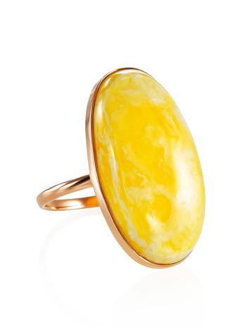Amazing Golden Ring With Cloudy Amber, Ring Size: 7 / 17.5, image 