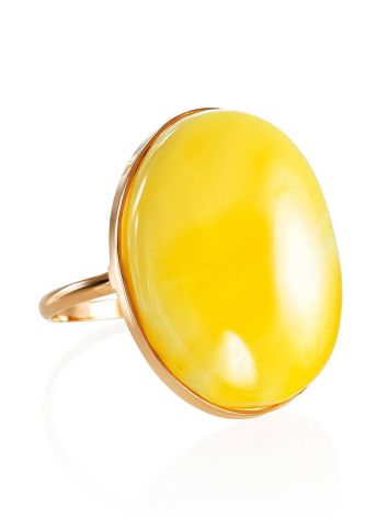 Golden Ring With Luminous Baltic Amber, Ring Size: 8 / 18, image 