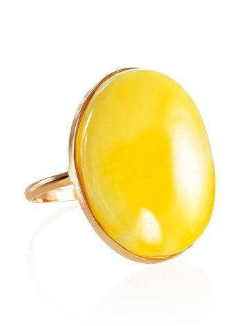 Golden Ring With Luminous Baltic Amber, Ring Size: 8 / 18, image 