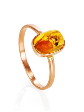 Natural Amber Gold Ring With Insect Inclusion The Clio, Ring Size: 6.5 / 17, image 