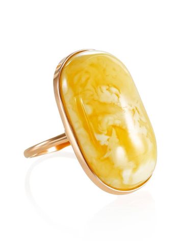 Amazing Golden Ring With Honey Amber, Ring Size: 7 / 17.5, image 