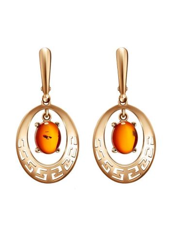 Cognac Amber Dangle Earrings In Gold The Ellas, image 