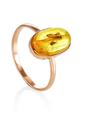 Chic Gold Amber Ring With Inclusion The Clio, Ring Size: 6.5 / 17, image 