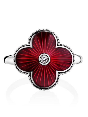 Enamel Clover Shaped Ring With Diamond The Heritage, Ring Size: 6.5 / 17, image , picture 3