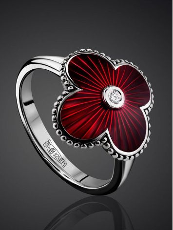 Enamel Clover Shaped Ring With Diamond The Heritage, Ring Size: 6.5 / 17, image , picture 2