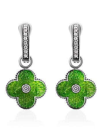 Silver Earrings With Enamel Clover Shaped Dangles The Heritage, image 