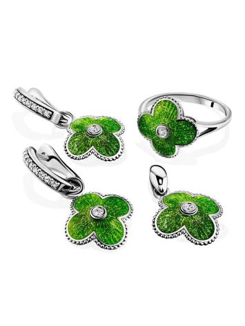Silver Earrings With Enamel Clover Shaped Dangles The Heritage, image , picture 4