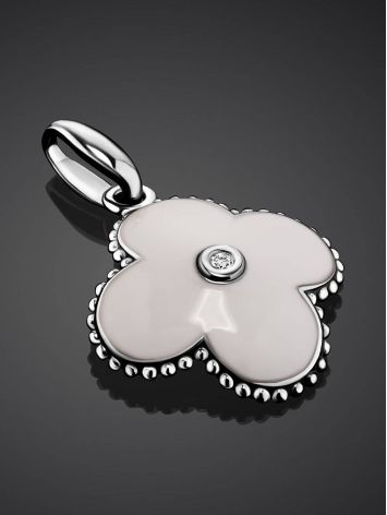White Enamel Floral Pendant With Diamond The Heritage, image , picture 2