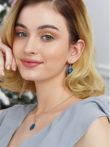Blue Enamel Oval Pendant With Diamond The Heritage, image , picture 4