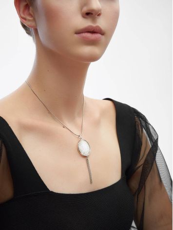 Round Silver Crystal Pendant With Chain Dangles The Ice, image , picture 5