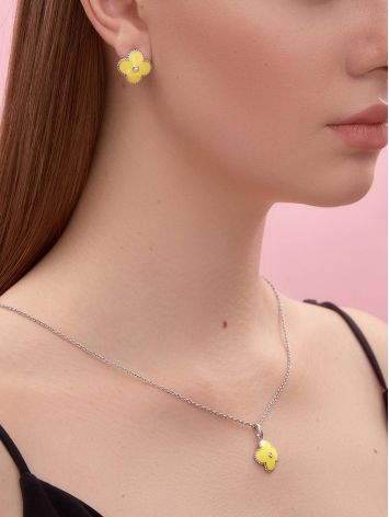 Silver Clover Shaped Pendant With Enamel With Diamond The Heritage, image , picture 5