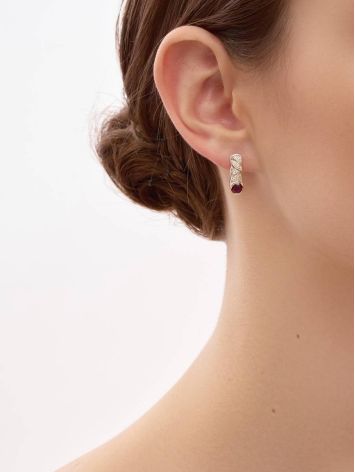 Filigree Silver Garnet Earrings, image , picture 3