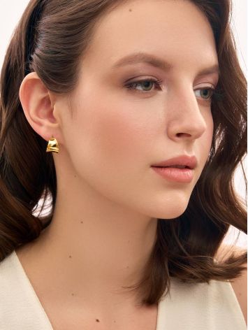 ​Gold-plated sterling silver creole stud hoop earrings The Liquid, image , picture 6
