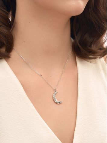 Designer Silver Necklace With Crescent Pendant The Liquid, image , picture 3