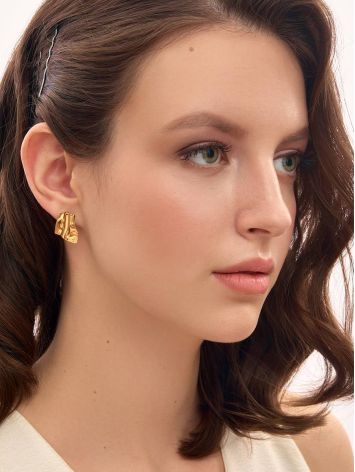 Designed Modern Gold Plated Silver Earrings The Liquid, image , picture 2