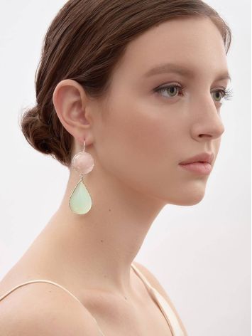 Gorgeous Rose Pink & Mint Green Drop Cocktail Earrings The Bella Terra, image , picture 4