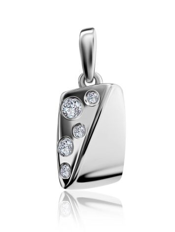 Stylish Silver Pendant With Crystals, image 