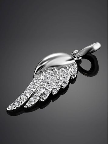 Silver Wing Shaped Pendant With Crystals, image , picture 2