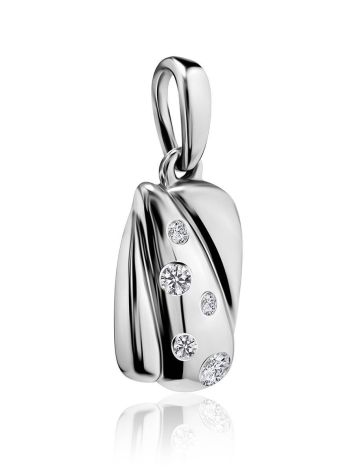 Glossy Silver Pendant With Crystals, image , picture 3