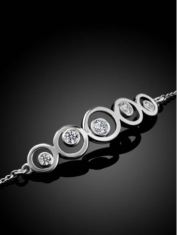 Silver Chain Bracelet With Geometric Central Part, image , picture 2