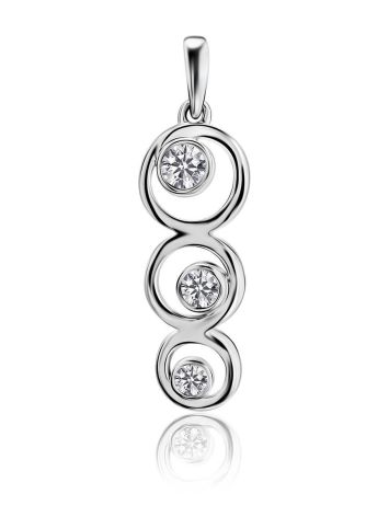 Adorable Silver Pendant With Crystals, image 