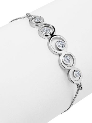 Silver Chain Bracelet With Geometric Central Part, image , picture 3