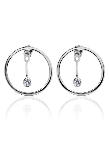 Extraordinary Round Silver Studs With Crystals, image 