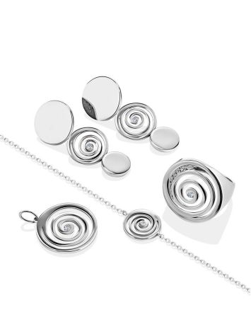 Amazing Silver Bracelet With Spiral Design Detail The Enigma Collection, Length: 19, image , picture 4