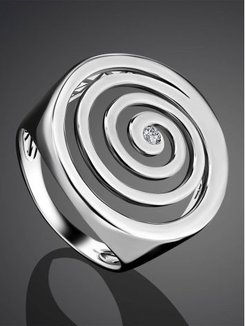 Silver Cocktail Ring With Crystal The Enigma, Ring Size: 6.5 / 17, image , picture 2