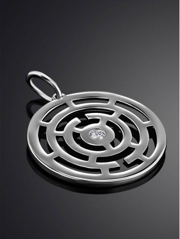 Round Labyrinth Design Silver Pendant The Enigma, image , picture 2
